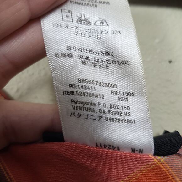 Patagonia San Benito Womens Multicolor Plaid Outlander Back Zip Blouse‎ Top Sz 4 - Picture 7 of 10